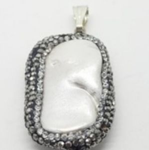 Silver Natural Coated Pearl & Crystal Pendant NEW-FINAL PRICE